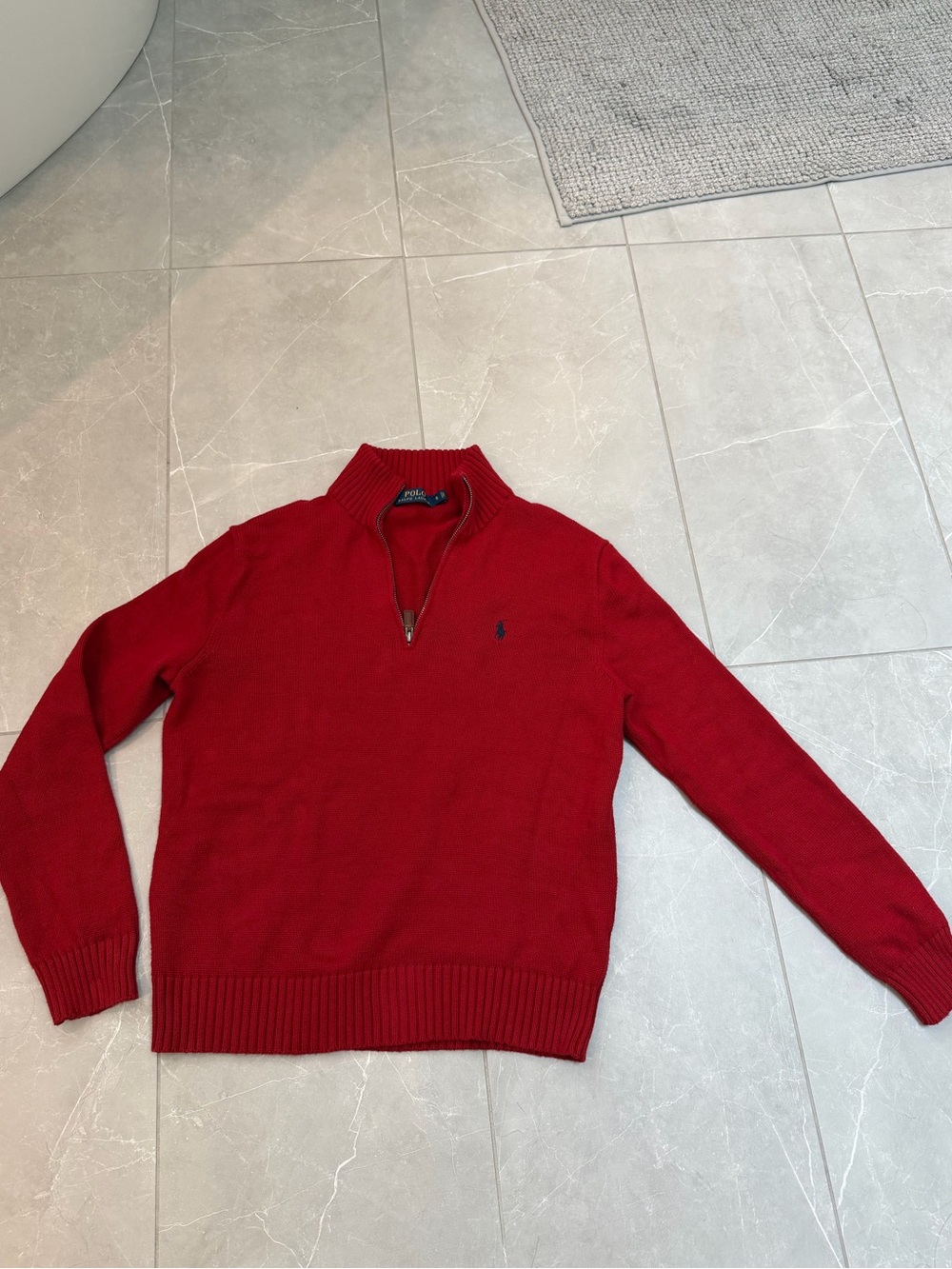 Polo by Ralph Lauren Men's Red Zip Mock-Neck Sweater